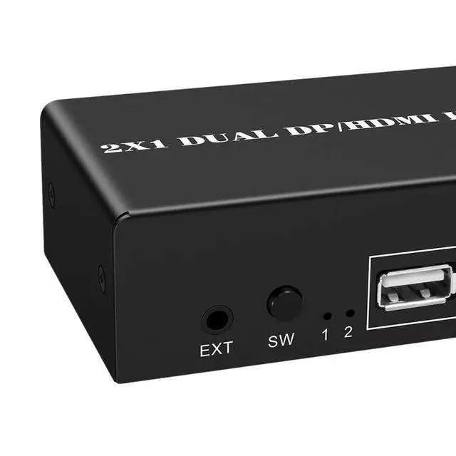 Alt view image 2 of 5 - 8K@30Hz Displayport HDMI DP KVM Switch 2 Monitors Computers Display Port 4K@60Hz HDMI with 3 USB Port Keyboard Mouse Switcher for selector 2 PC or 2 Laptops Share 1 Set of Keyboard Mouse Printer