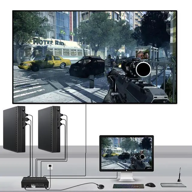 Alt view image 3 of 5 - 8K@30Hz Displayport HDMI DP KVM Switch 2 Monitors Computers Display Port 4K@60Hz HDMI with 3 USB Port Keyboard Mouse Switcher for selector 2 PC or 2 Laptops Share 1 Set of Keyboard Mouse Printer