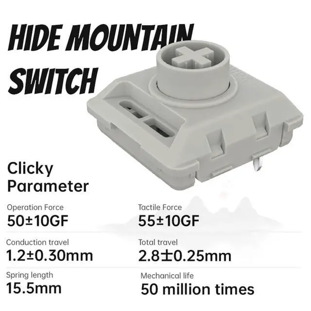 Alt view image 2 of 5 - Kailh Official Store Hide Mountain Low Profile Switch Full POM Clicky, Elements Series, 3-Pin Choc V2 Compatible for Mechanical Keyboard (70PCS)