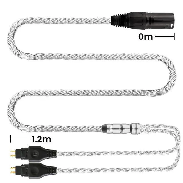 Alt view image 2 of 5 - Tirstrup Replacement Cable for SENNHEISER Headphones HD650 HD600 HD580 HD535 HD545 HD565 HD265 with 4pin XLR (1.2m, 4pin Male)