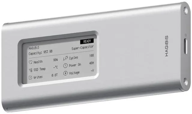 Main image of Hagibis SSD Enclosure, E-Ink Display Aluminum 10Gbps M.2 NVMe SSD Case, Ink Screen Super Capacitor USB 3.2 Gen 2 to PCI-E NVMe M and B&M Keys External SSD Enclosure for 2230/2242/2260/2280 SSDs 9210CN