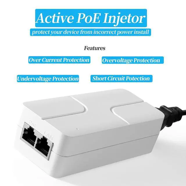 Alt view image 4 of 5 - REVODATA 2.5 Gbps 30W Active PoE+ Injector, DC 48V/0.65A Output, Gigabit Active PoE Adapter Comply with IEEE802.3af/at, Up to 100 Meter, for AP, IP Camera, Smart Home (POE311)