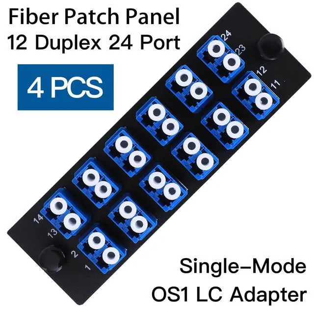Alt view image 2 of 5 - VFLTOOL 4PCS 12 Duplex LC Adapters LGX Footprint Fiber Patch Panel Loaded 24 Fiber Ports Couplers Enclosure - LC UPC Blue Compatible with SingleMode Multimode^^1.25G/10GB OS1-2/OM3