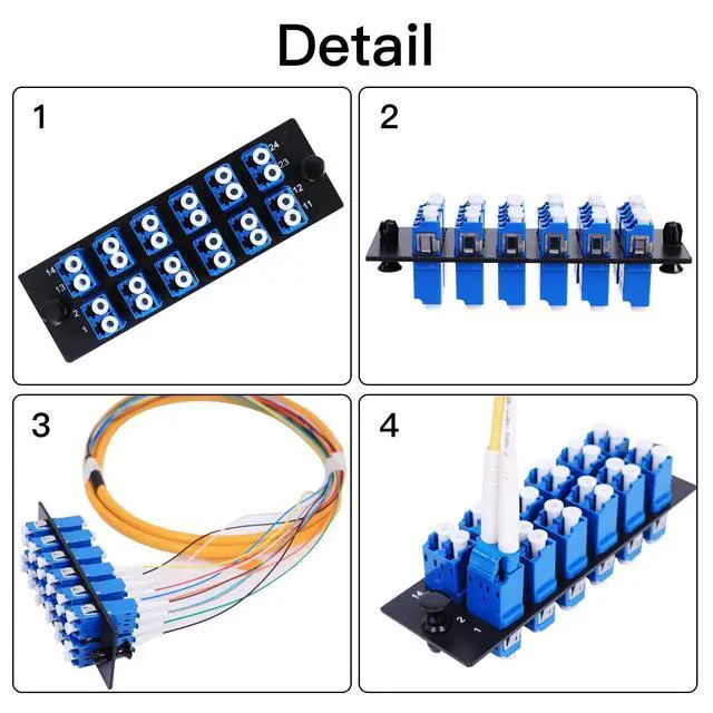 Alt view image 4 of 5 - VFLTOOL 4PCS 12 Duplex LC Adapters LGX Footprint Fiber Patch Panel Loaded 24 Fiber Ports Couplers Enclosure - LC UPC Blue Compatible with SingleMode Multimode^^1.25G/10GB OS1-2/OM3