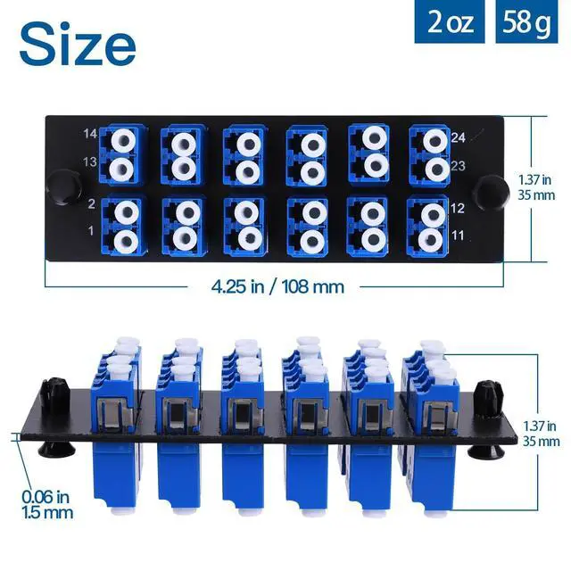 Alt view image 5 of 5 - VFLTOOL 4PCS 12 Duplex LC Adapters LGX Footprint Fiber Patch Panel Loaded 24 Fiber Ports Couplers Enclosure - LC UPC Blue Compatible with SingleMode Multimode^^1.25G/10GB OS1-2/OM3