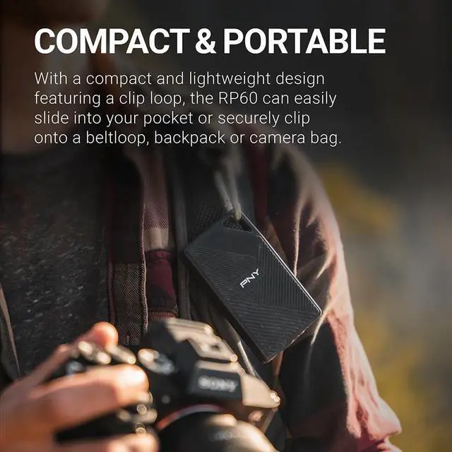Alt view image 5 of 5 - PNY RP60 1TB Portable SSD - Up to 2000MB/s, USB-C, USB 3.2 Gen2x2 - Rugged, IP65 Rated, Water/Dust/Drop Resistant - For Photos, Videos, Gaming and more - External Solid-State Drive - PSD0CS3060-1TB-