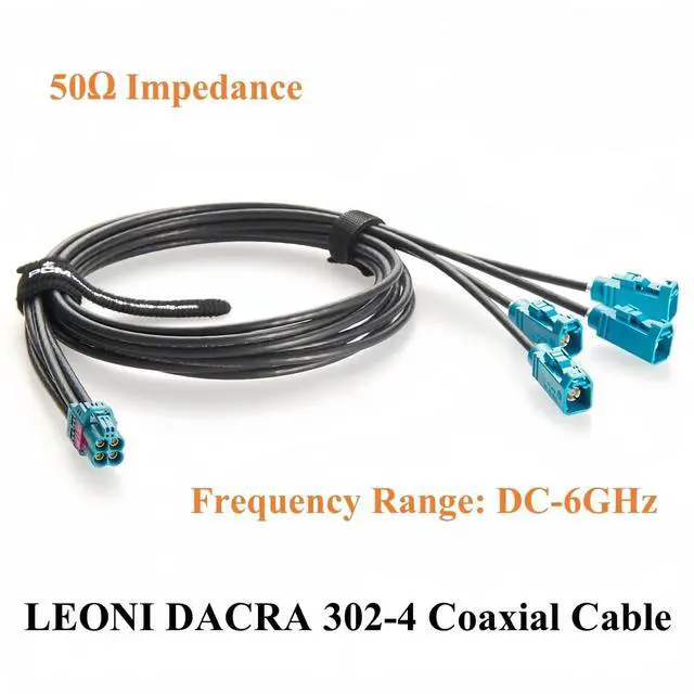 Alt view image 5 of 5 - Rosenberger Quad HFM Mini FAKRA Z Code Female to Fakra Female Four Ports Automotive RF Coaxial Cable 4-in-1 AMK12D-1M4Z5-Z to 59Z113-000-Z GMSL FPD-Link Camera Vehicle LVDS Data Cable (2M/6.6FT)