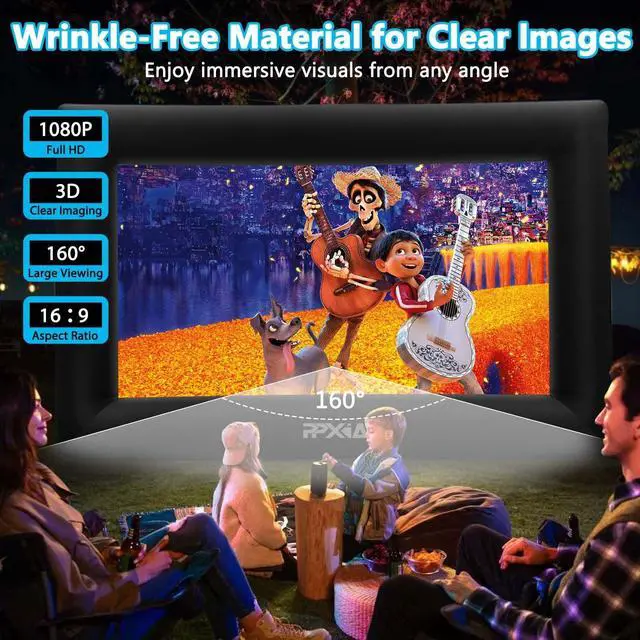 Alt view image 2 of 5 - Inflatable Movie Screen Outdoor Projector Screen for Outside 20ft, Blow Up Screens Front and Rear Projection with Air Blower, Best for Movie Nights Backyard Home Theater Pool Party