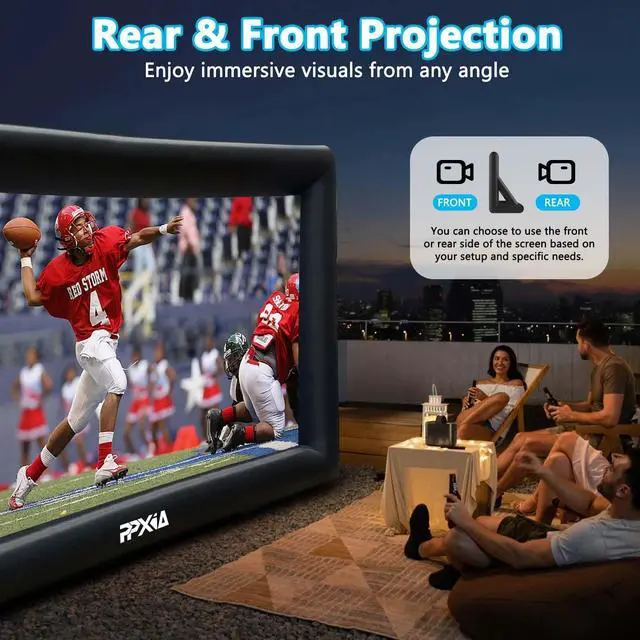 Alt view image 3 of 5 - Inflatable Movie Screen Outdoor Projector Screen for Outside 20ft, Blow Up Screens Front and Rear Projection with Air Blower, Best for Movie Nights Backyard Home Theater Pool Party