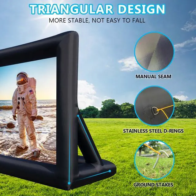 Alt view image 5 of 5 - Inflatable Movie Screen Outdoor Projector Screen for Outside 20ft, Blow Up Screens Front and Rear Projection with Air Blower, Best for Movie Nights Backyard Home Theater Pool Party