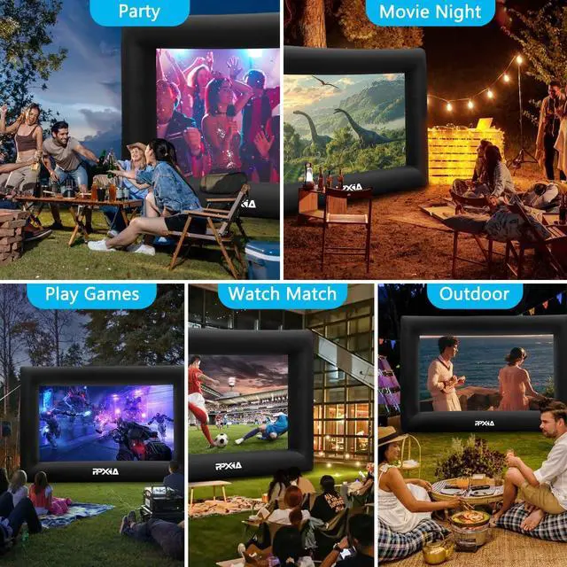 Alt view image 4 of 5 - Inflatable Movie Screen Outdoor Projector Screen for Outside 20ft, Blow Up Screens Front and Rear Projection with Air Blower, Best for Movie Nights Backyard Home Theater Pool Party
