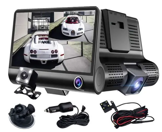 Main image of Dash Cam Car DVR Rear View Mirror Video Recroder 4.3" Car Camera Dual Lens Cam Night