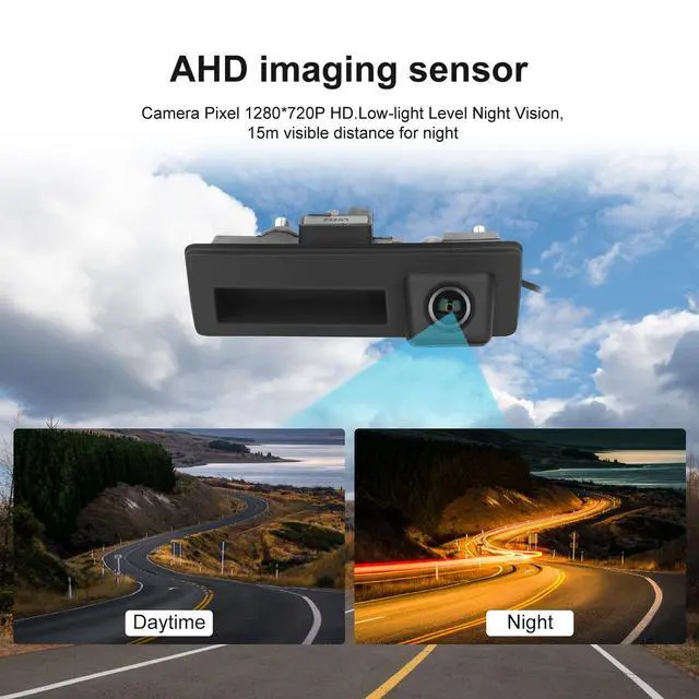 Alt view image 2 of 5 - 170 Car Handle Backup Camera HD Waterproof Rear View Camera Night Vision Reverse Parking Assistance for Audi A3 S3 S5 A4L A6L Q3 Q5 Q7 for VW Tiguan Passat Touareg Lavida Sagitar