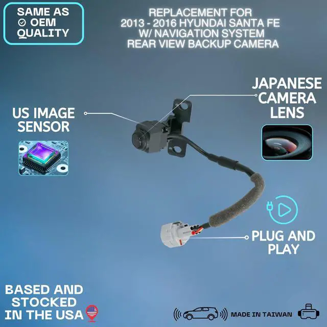 Alt view image 2 of 5 - Backup Camera Replaces for 2013-2016 Hyundai Santa Fe w/Navigation System OE Part # 95760-B8000