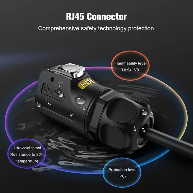 Alt view image 4 of 5 - Allaounion RJ45 Waterproof Connector, Industrial Cat6 Ethernet Waterproof Jack, 8P8C Aviation Dual-Port Adapter, IP67-Rated Signal Coupler for Home and Industrial Networking