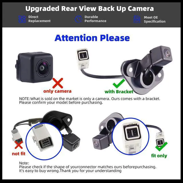 Alt view image 4 of 5 - Back up Camera w/Bracket Compatible with Subaru Legacy Outback 2010 2011 2012 2013 2014 Rear View Camera Replace 86267AJ10B 86267AJ10A 86267-AJ10A 86267AJ101 86267-AJ100 86267-AJ101