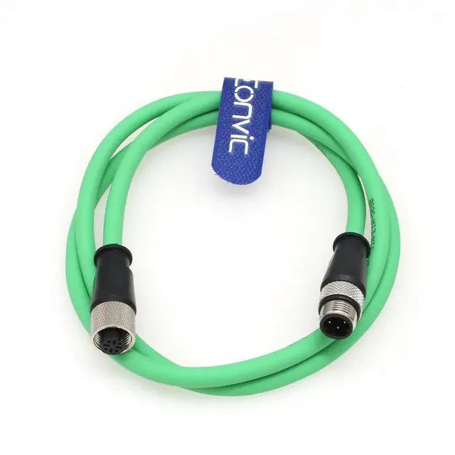 Alt view image 3 of 5 - Eonvic M12 4 Pin D Code Male to Female Cat5e Ethernet Industrial Cable High Flex Shielded Ethernet Extension Cable (3m)