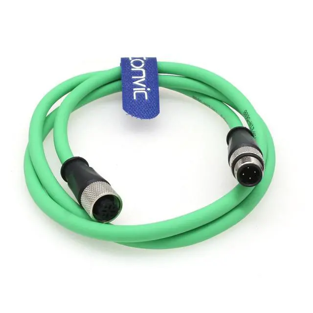 Alt view image 5 of 5 - Eonvic M12 4 Pin D Code Male to Female Cat5e Ethernet Industrial Cable High Flex Shielded Ethernet Extension Cable (3m)