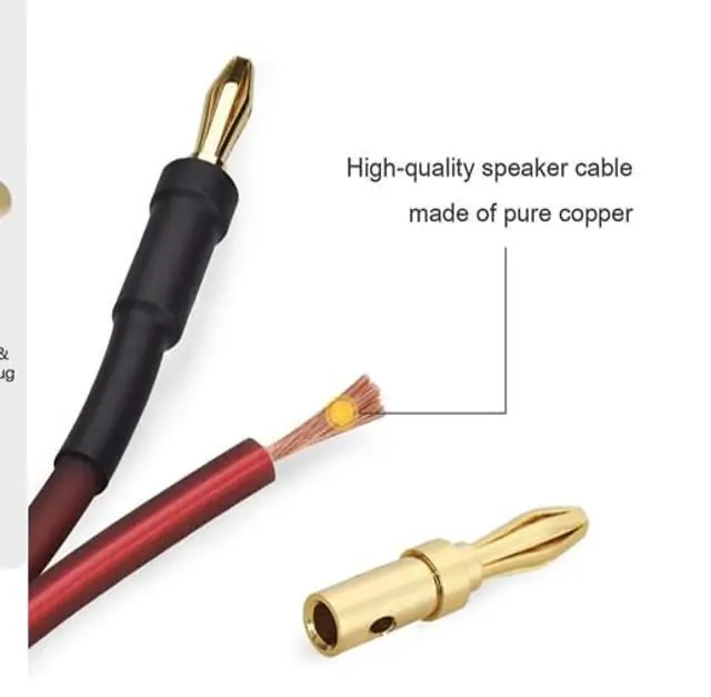 Alt view image 4 of 5 - LONPOO 14 Gauge Speaker Wire, Oxygen Free Pure Copper Speaker Cables with 245 Strands Gold Plated Banana Plugs,6.6 Feet 2 Pack for Stereo and Home Theater (2M/6.6Ft)