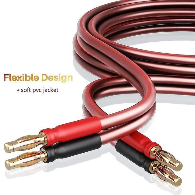 Alt view image 5 of 5 - LONPOO 14 Gauge Speaker Wire, Oxygen Free Pure Copper Speaker Cables with 245 Strands Gold Plated Banana Plugs,6.6 Feet 2 Pack for Stereo and Home Theater (2M/6.6Ft)