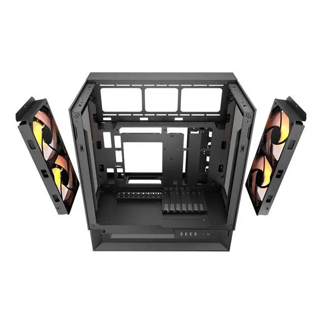 Alt view image 4 of 5 - Cougar OmnyX Mid-Tower ATX Panoramic PC Case, Tempered Glass Design - Black