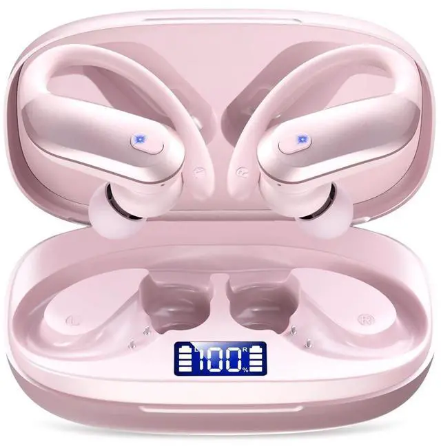 Main image of KTGEE NDO Bluetooth 5.3 Wireless Earbuds with Earhooks,Sport Headphones 48H Playtime,Lightweight Design,ENC Mic,IPX7 Waterproof,Type-C Fast Charging,Perfect for Workout and Daily Use-Pink
