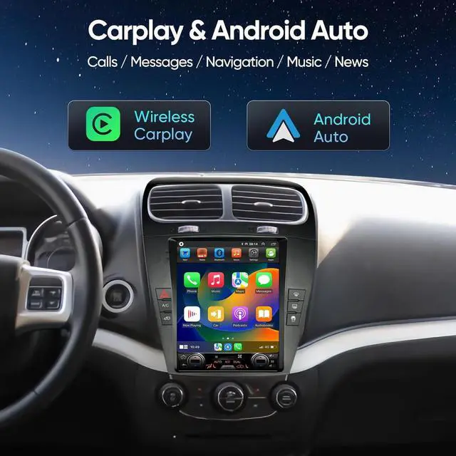 Alt view image 3 of 5 - Android 14 Car Stereo Radio for Dodge Journey 2011-2019 Built-in Carplay/Android Auto 9.7 inch Head Unit Tesla Style IPS Touch Screen with GPS Navigation DSP Bluetooth GPS, FM WiFi +Backup Camera