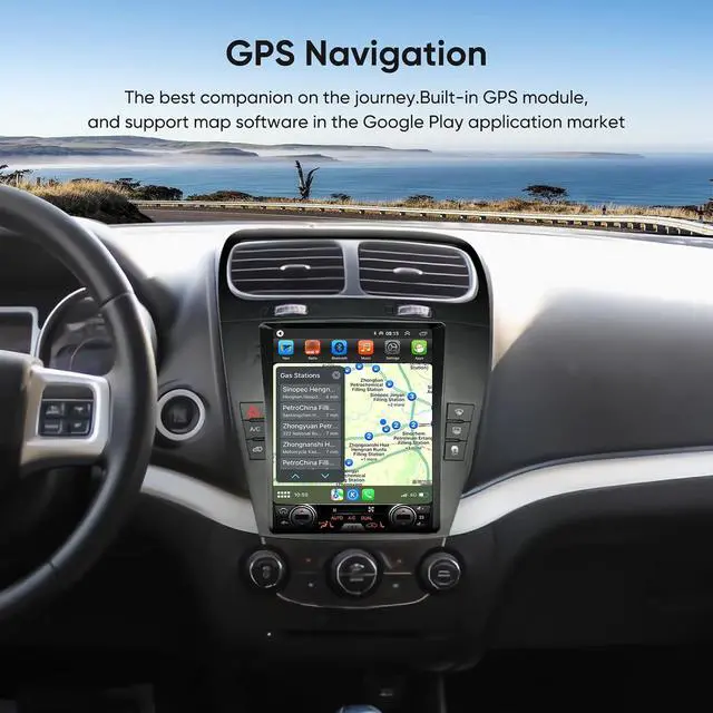 Alt view image 4 of 5 - Android 14 Car Stereo Radio for Dodge Journey 2011-2019 Built-in Carplay/Android Auto 9.7 inch Head Unit Tesla Style IPS Touch Screen with GPS Navigation DSP Bluetooth GPS, FM WiFi +Backup Camera