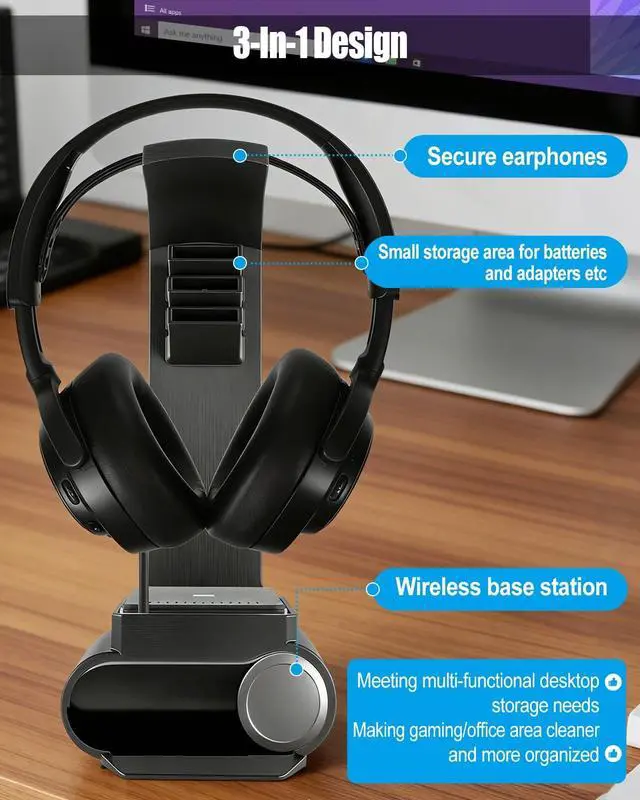 Alt view image 3 of 5 - GRSVDF Headphone Stand Desktop Headset Holder Compatible with SteelSeries Arctis Nova Pro Wireless Headsets with Dock for Wireless Base Station