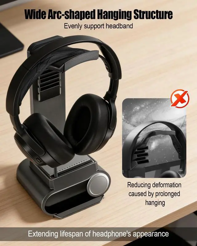 Alt view image 4 of 5 - GRSVDF Headphone Stand Desktop Headset Holder Compatible with SteelSeries Arctis Nova Pro Wireless Headsets with Dock for Wireless Base Station