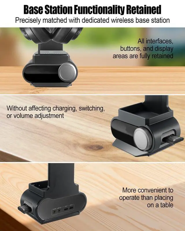 Alt view image 5 of 5 - GRSVDF Headphone Stand Desktop Headset Holder Compatible with SteelSeries Arctis Nova Pro Wireless Headsets with Dock for Wireless Base Station