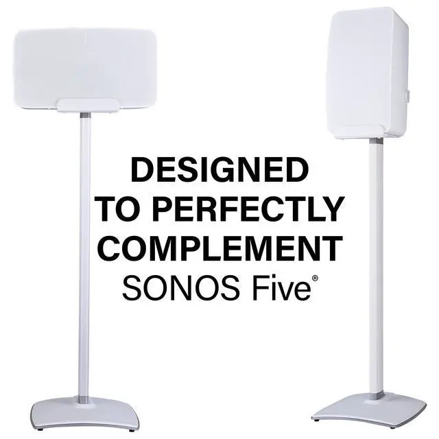 Alt view image 2 of 5 - Sanus Wireless Speaker Stand for Sonos Five and Sonos Play:5 - Audio Enhancing Design for Vertical & Horizontal Audio with Built-in Cable Management & Premium Alloy Materials - OSS52 (White)