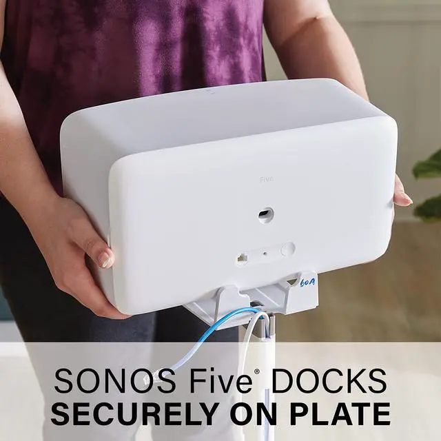 Alt view image 4 of 5 - Sanus Wireless Speaker Stand for Sonos Five and Sonos Play:5 - Audio Enhancing Design for Vertical & Horizontal Audio with Built-in Cable Management & Premium Alloy Materials - OSS52 (White)