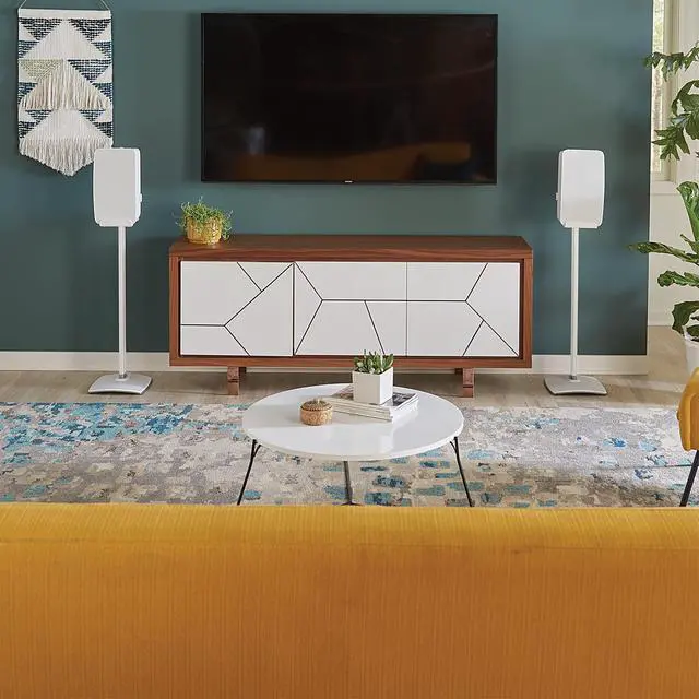 Alt view image 5 of 5 - Sanus Wireless Speaker Stand for Sonos Five and Sonos Play:5 - Audio Enhancing Design for Vertical & Horizontal Audio with Built-in Cable Management & Premium Alloy Materials - OSS52 (White)