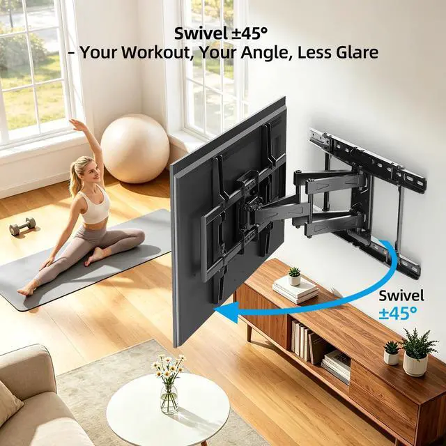 Alt view image 4 of 5 - HOME VISION Full Motion Articulating TV Wall Mount for 37-90 Inch TVs up to 176 lbs, Fits 24" Wood Studs (8-24"), Heavy Duty TV Bracket & Mounts, Extendable Arm & Swivel Tilt Level, Max 600x400mm VESA