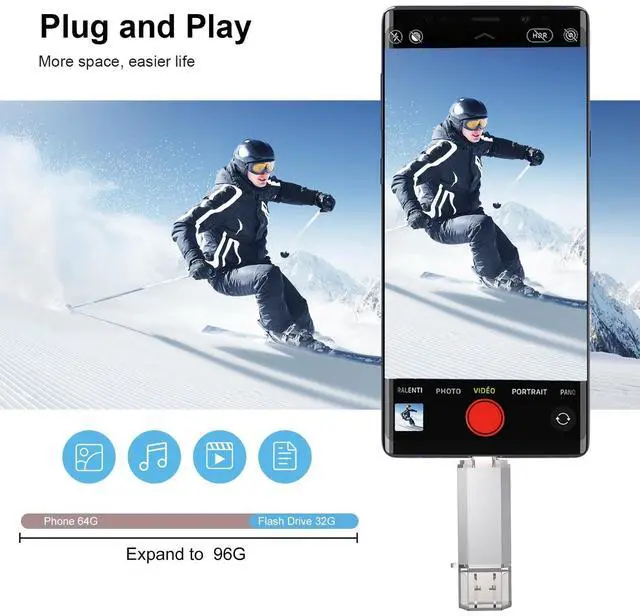 Alt view image 4 of 5 - RAOYI 2 Pack 32GB USB C Flash Drive, 2 in 1 USB 3.0 Type C Dual OTG Metal Thumb Drive Jump Drive Memory Stick with Keychain Suitable for USB-C Smartphones, MacBook, Computers and Tablets (Silver)