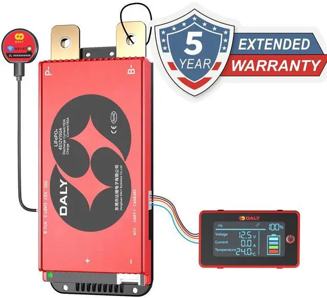 Alt view image 2 of 5 - DALY BMS 12V 4S 150A Display - Smart BMS with 3 Inch LCD Screen WiFi Bluetooth Module Supports RS485 CAN for 12V LiFePO4 for RV Trolling Motor Battery Portable Power Station