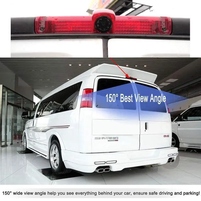 Alt view image 5 of 5 - EWAY 3rd Third Brake Light Backup Camera for Chevrolet Express/GMC Savana Explorer Van 1500 2500 3500 2003-2019 Roof Mount Reversing Camera for Cargo Top Rear Brake Light w/ 8 IR Light Night Vision