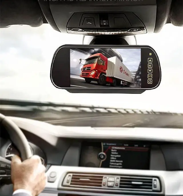 Alt view image 2 of 5 - 7inch Car Rearview Mirror Auto Dimming Monitor Replacement Rear View Camera with Bracket Universal for Cars and Trucks