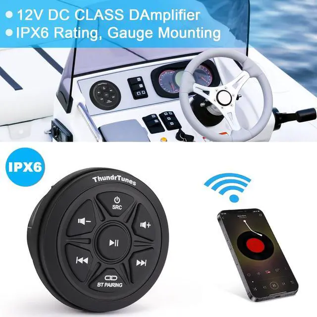 Alt view image 3 of 5 - White Boat Stereo Marine Audio with 2 Channels Class D Amplifier AUX USB Bluetooth Streaming Boats Golf Carts Powersports Vehicle Truck UTV ATV