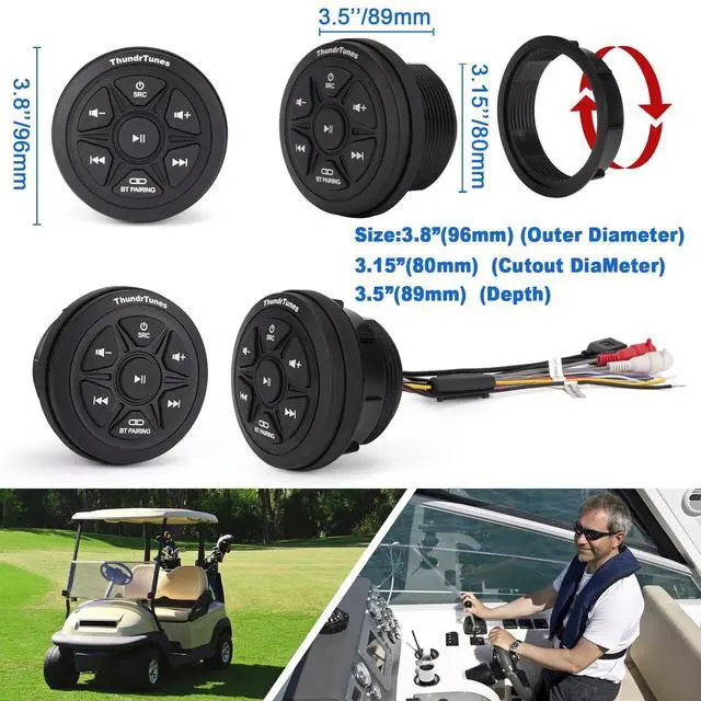Alt view image 5 of 5 - White Boat Stereo Marine Audio with 2 Channels Class D Amplifier AUX USB Bluetooth Streaming Boats Golf Carts Powersports Vehicle Truck UTV ATV