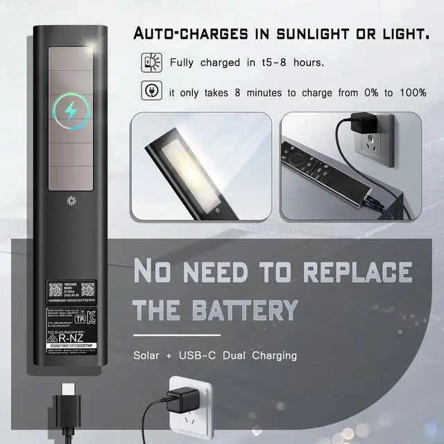 Alt view image 2 of 5 - for Samsung Frame Smart TV Remote Replacement: Solar Powered USB-C Fast Charge, 6-12 Months Battery Life, Voice Bluetooth Controller Compatible with Samsung 2020-2025 Neo QLED 4K Smart TVs