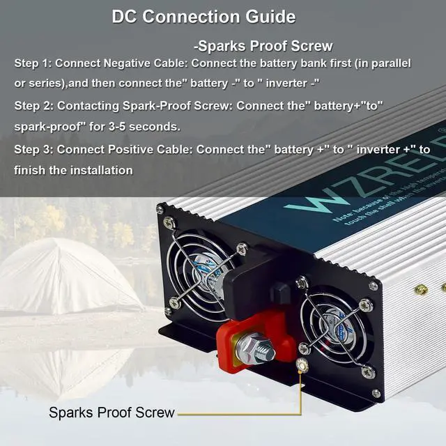Alt view image 4 of 5 - WZRELB 5000W Pure Sine Wave Inverter, Car Power Inverter 60V DC to 110V 120V AC Converter for RV, Truck, Solar, Outdoor with 4 AC Outlets, Hardwire Port, Surge 10000W, LED Display,Off-Grid