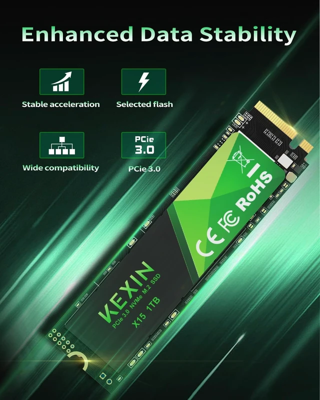 Alt view image 3 of 5 - KEXIN SSD M.2 NVMe Internal SSD 1TB M.2 2280, PCIe Gen 3.0, up to 3500 MB/s Read, 3000 MB/s Write, Internal Solid State Drive Compatible with Laptop,PC,Gaming Black,1TB
