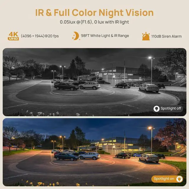 Alt view image 4 of 5 - PANOEAGLE 4K Dual-Lens PoE Security Camera with 180 Panoramic View,Outdoor 8MP IP Turret Camera w/Human/Vehicle Detection,98ft Full Color/IR Night Vision,2-Way Talk,SD Slot(512GB),IP67,NDAA Complaint