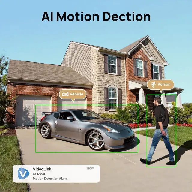 Alt view image 5 of 5 - PANOEAGLE 4K Dual-Lens PoE Security Camera with 180 Panoramic View,Outdoor 8MP IP Turret Camera w/Human/Vehicle Detection,98ft Full Color/IR Night Vision,2-Way Talk,SD Slot(512GB),IP67,NDAA Complaint