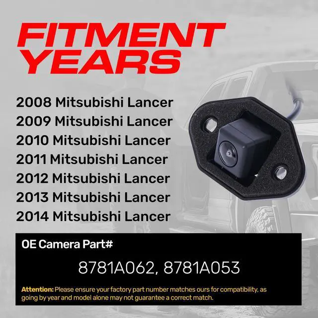 Alt view image 2 of 5 - Master Tailgaters Replacement for Mitsubishi Lancer (2008-2014) Backup Camera OE Part # 8781A062, 8781A053