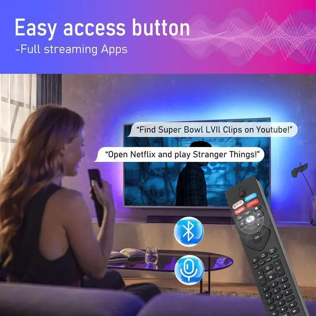 Alt view image 5 of 5 - 2 Pcs Voice Remote Control for Phillips Voice TV Replacement. Universal Remote Control for Philip 4K UltraHD Smart Android TV with Google Assistant. for Philips 43" 50" 55" 65" 75"