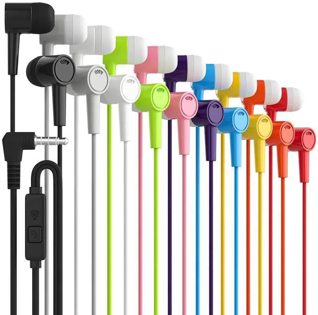 Main image of Maeline Bulk Earbuds 40 Pack, Wired Headphones with Microphone, Earphones with Heavy Bass Stereo Noise Blocking, Compatible with iPhone and Android Devices, iPad, MP3, Fits 3.5mm (40 Pack, Ten Color)