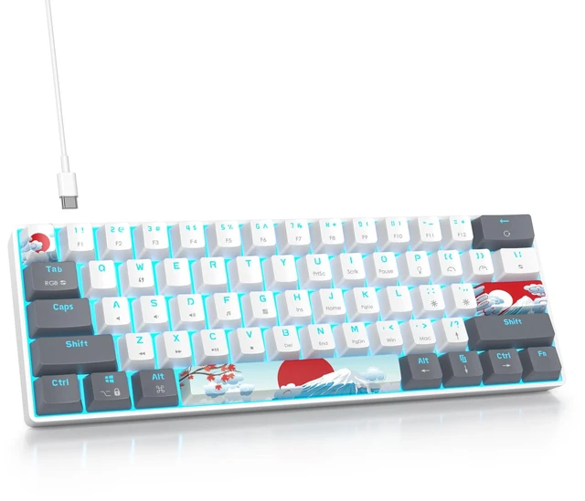 Main image of surmen 60% Mechanical Gaming Keyboard,RGB Compact Wired Keyboard 60 Percent Backlight Anti-ghosting for Windows Laptop PC (61 Grey White)
